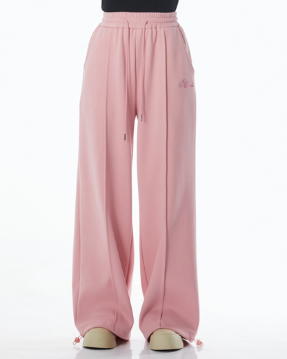 Retro Pink Velvet Wide-leg Pants