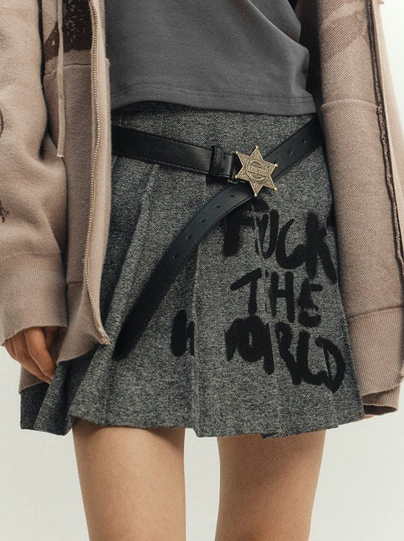 Punk Design Front Pleated Skirt