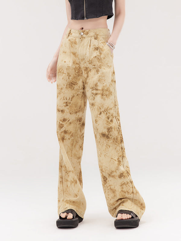 홀치기 염색 와이드 스트레이트 팬츠