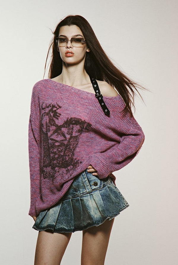Lazy Style American Retro Printed Sweater