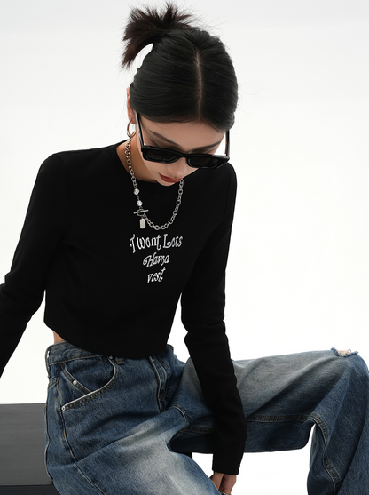 Cropped Logo Long T-Shirt