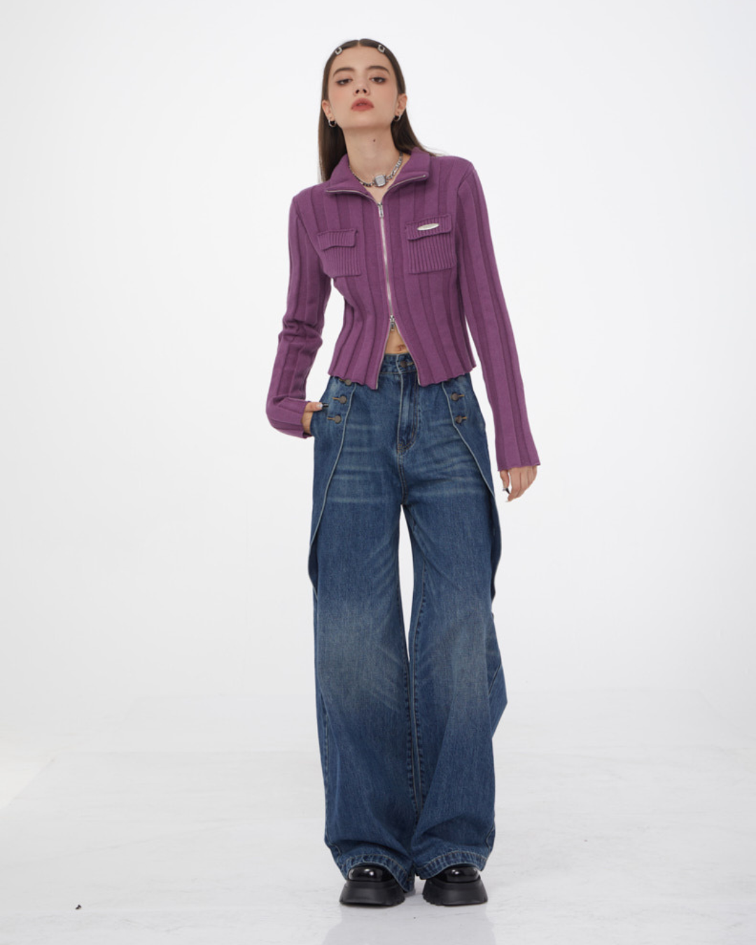 Waisted Straight Trousers Jeans