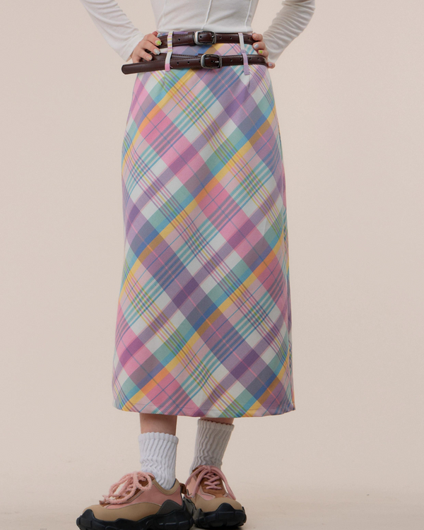 Retro High Waist Plaid Skirt