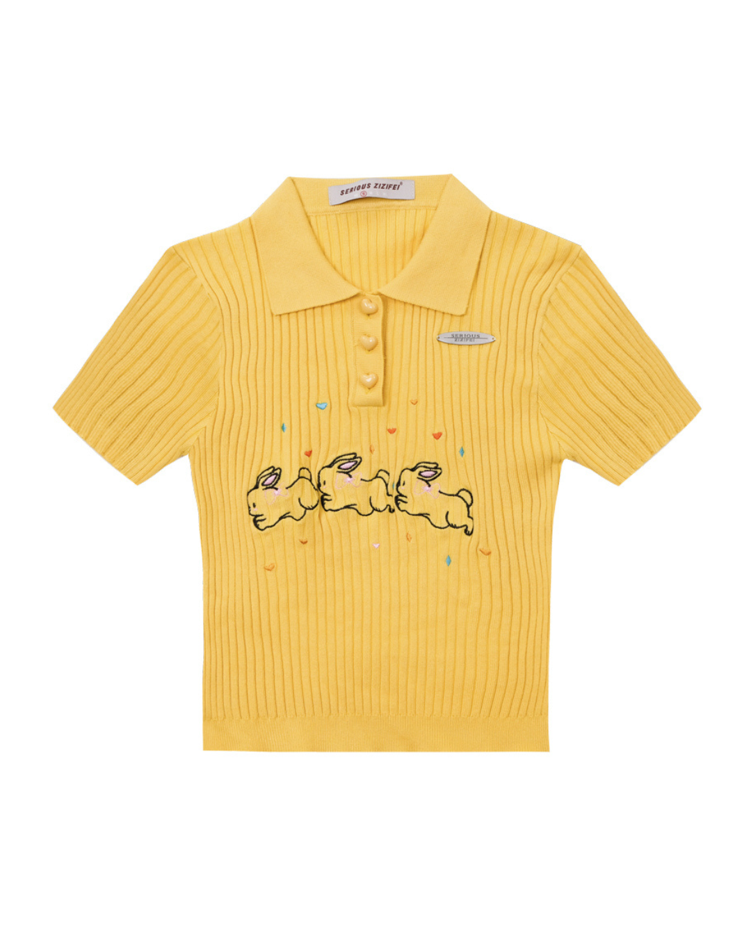 Kaninchen-Polo-Strickshirt