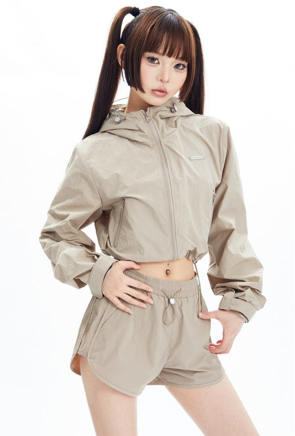 Sports Style Short Jacket & Shorts