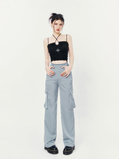 Satin Draped Casual Pants