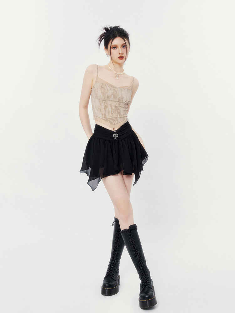 Tulle Pleated Short Skirt