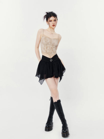 Tulle Pleated Short Skirt