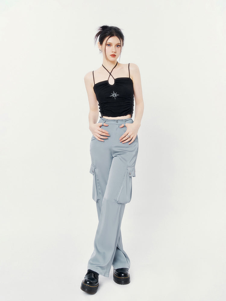 Satin Draped Casual Pants