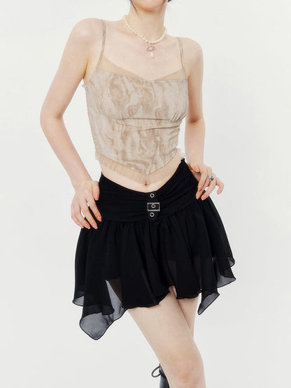 Tulle Pleated Short Skirt