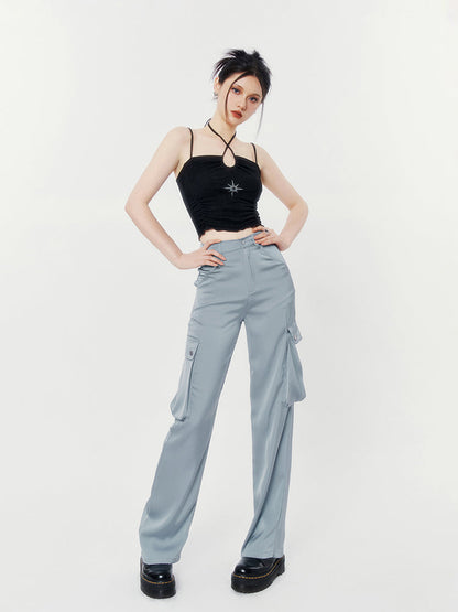 Satin Draped Casual Pants