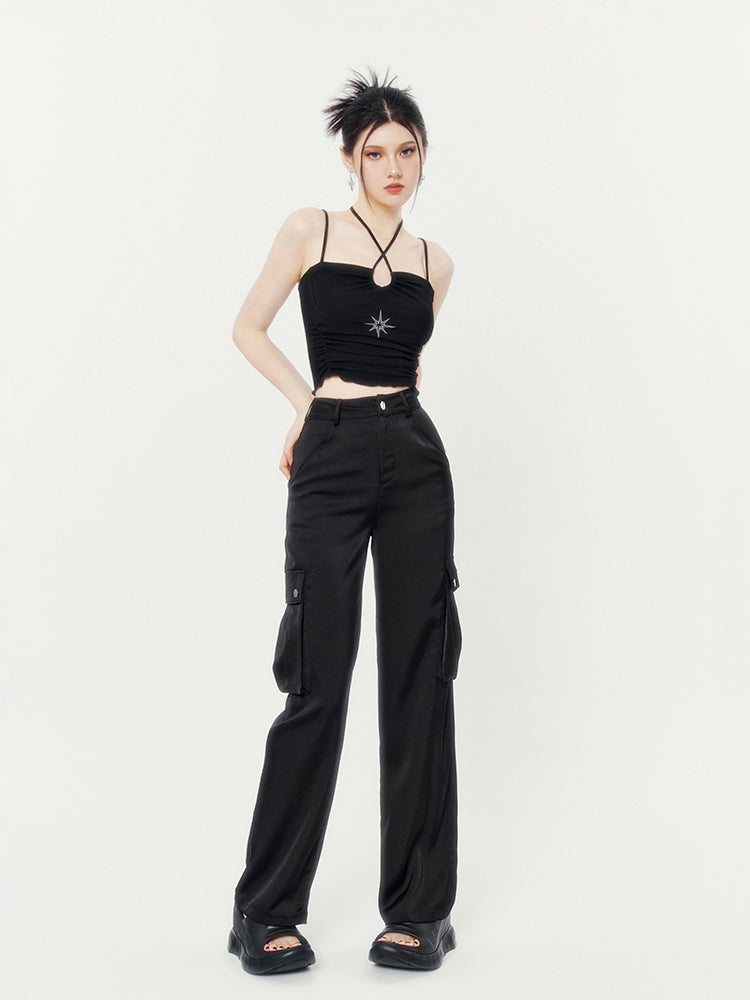 Satin Draped Casual Pants