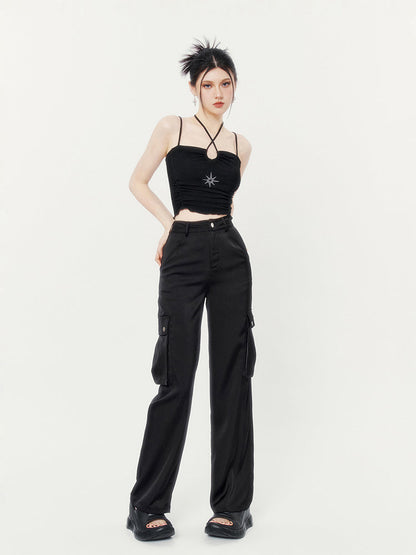 Satin Draped Casual Pants