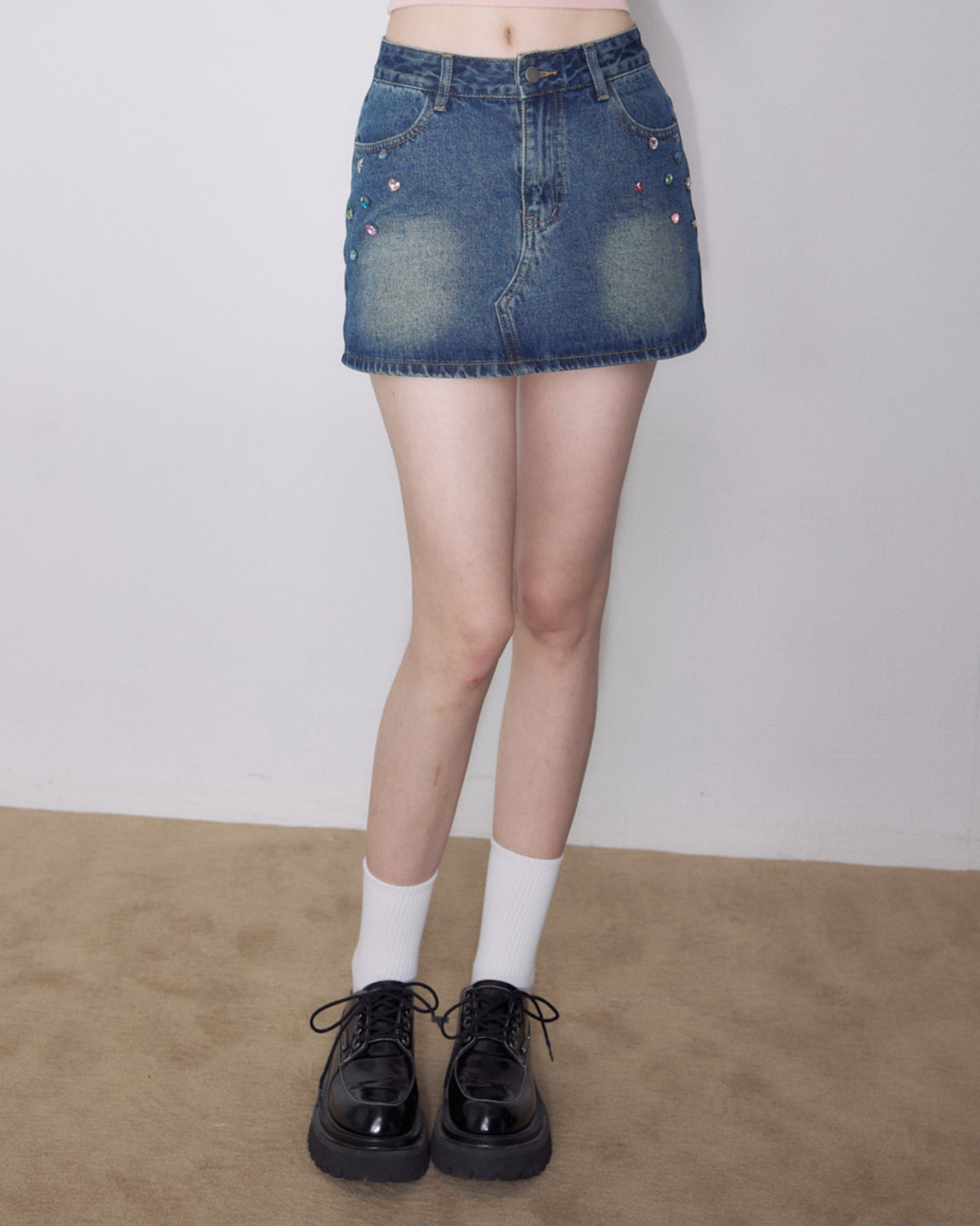 Crystal Denim Mini Skirt