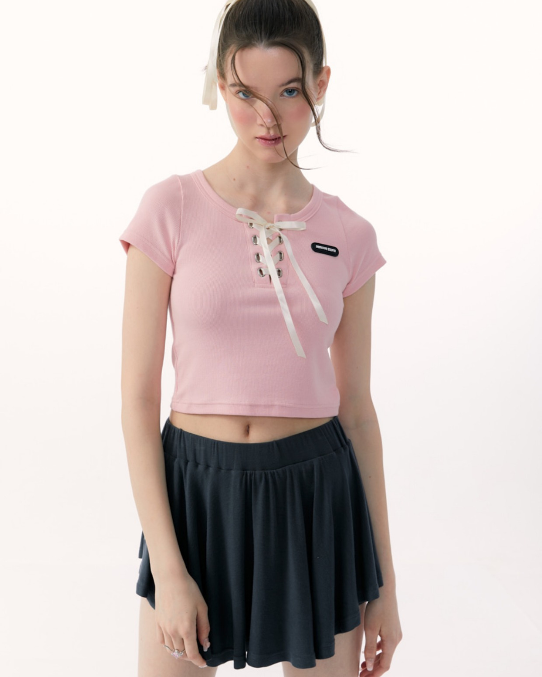 Lace Up Short Sleeve T-Shirt