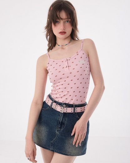 Cherry Short Sleeveless Top