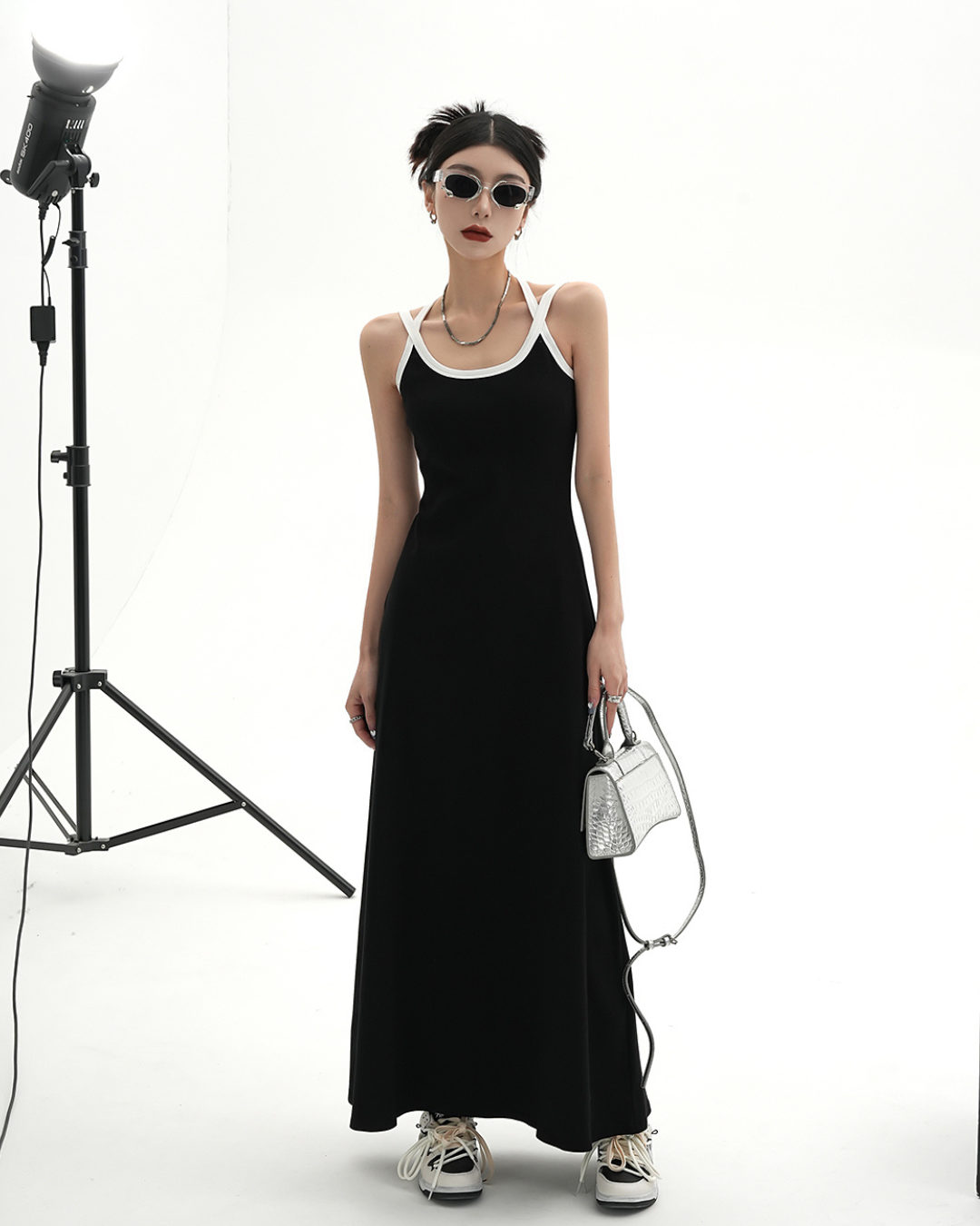 Street Slim Black Camisole Dress