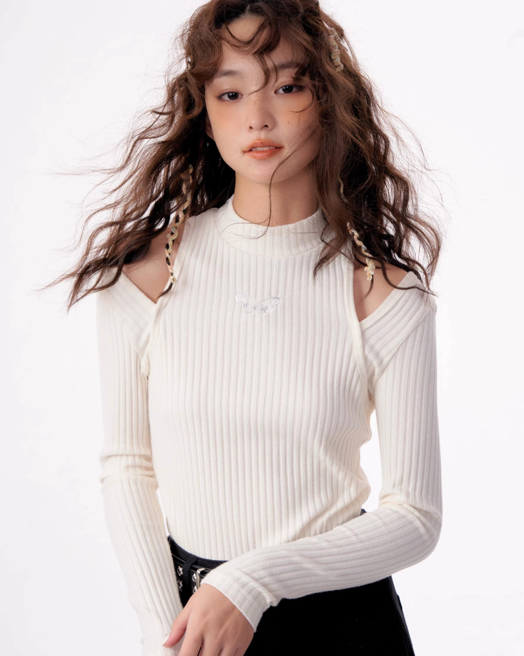 Slit Shoulder Rib Knit