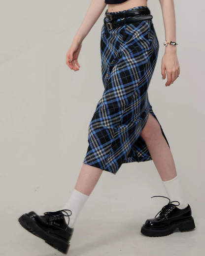 Retro High Waist Plaid Skirt