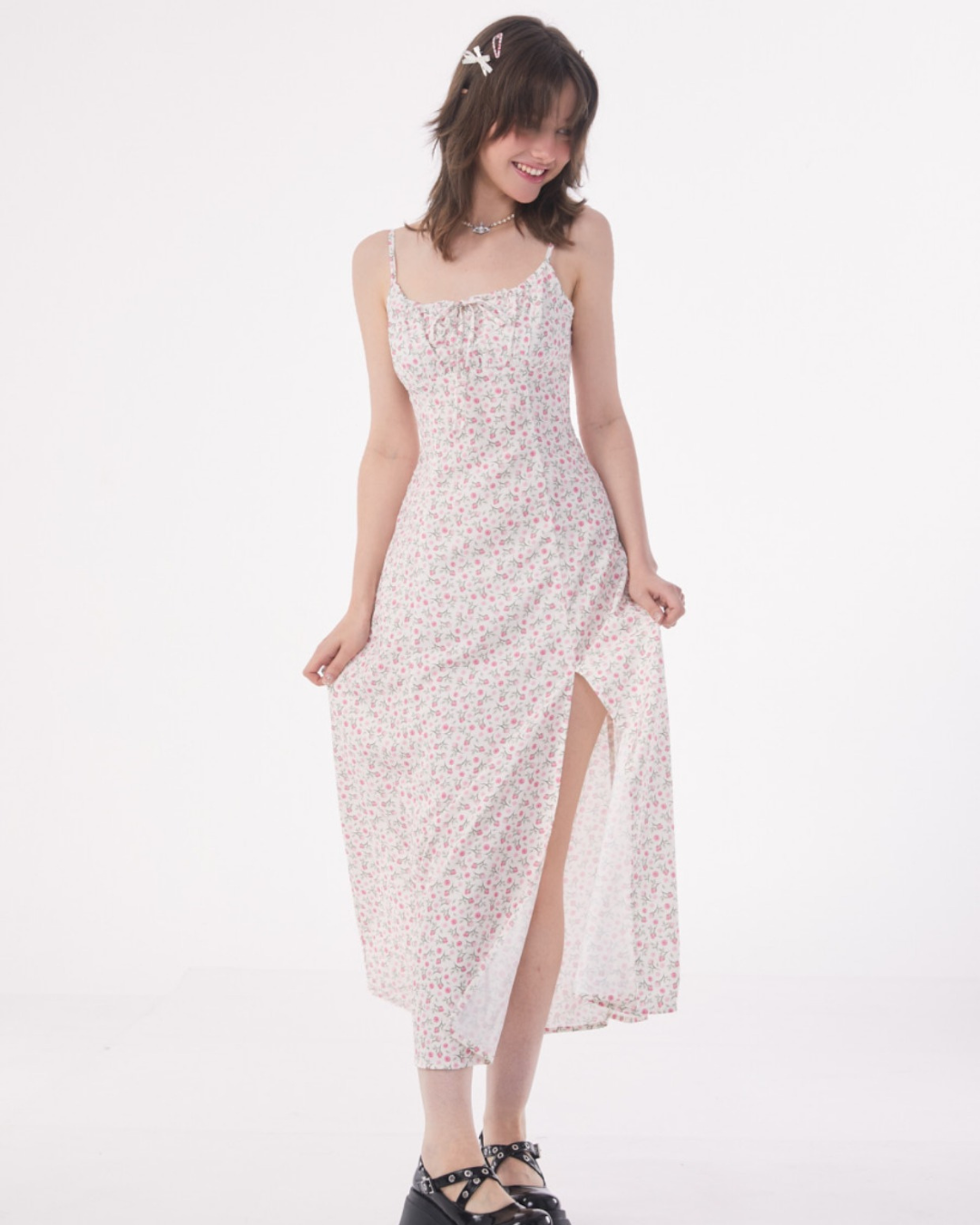 Retro Chiffon Floral Dress