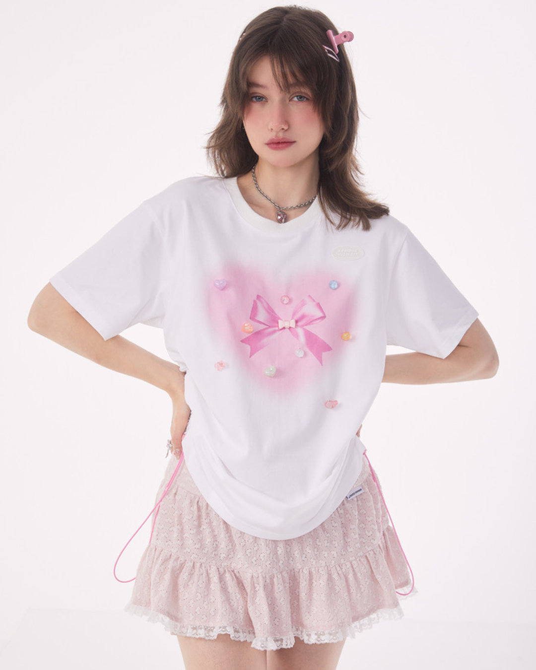 Ribbon Logo Print T-Shirt