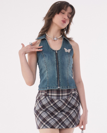 Vintage Sleeveless Denim Vest