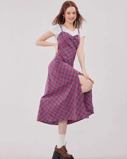 American Retro Plaid Dress