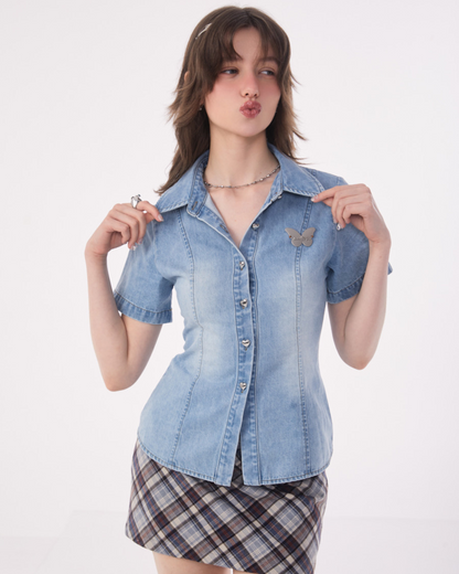 Casual Wash Slim Denim Shirt