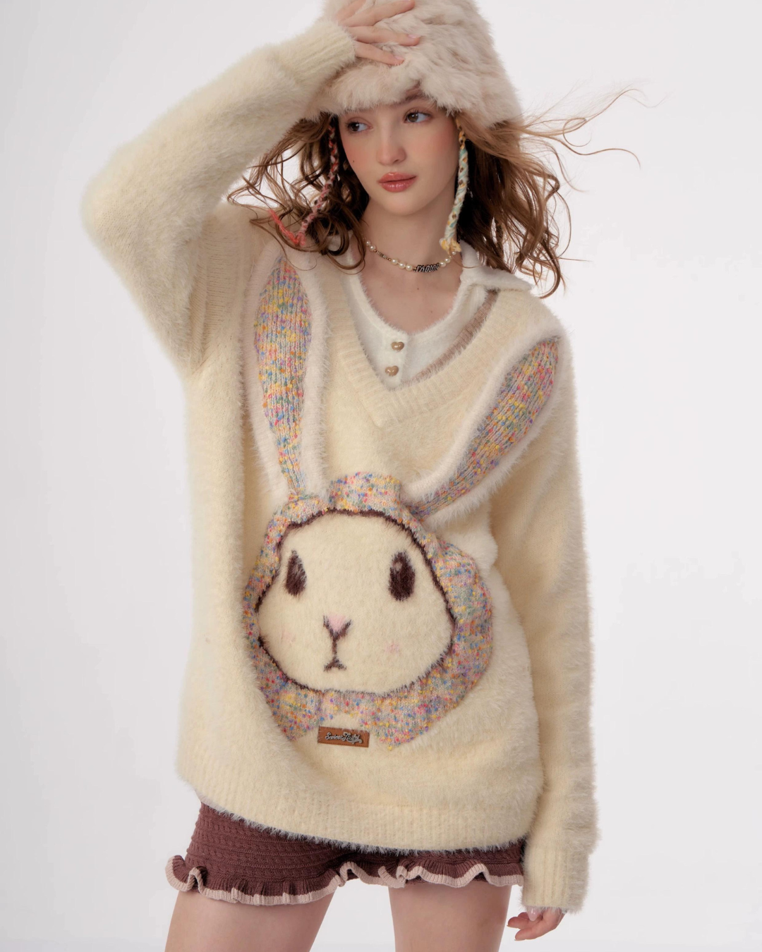 Bunny Girl Apricot Over Knit