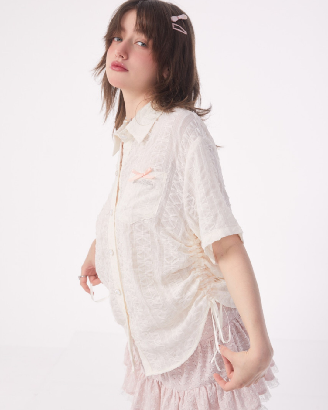 Retro Lace Short Sleeve Shirt