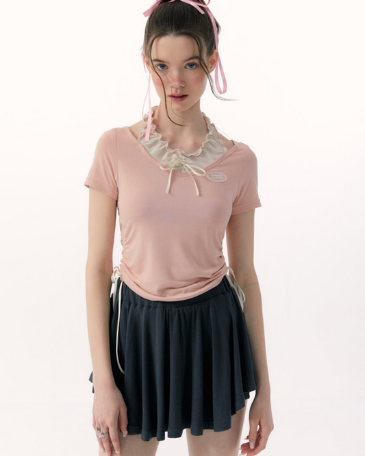 Ruffled Neck Tops