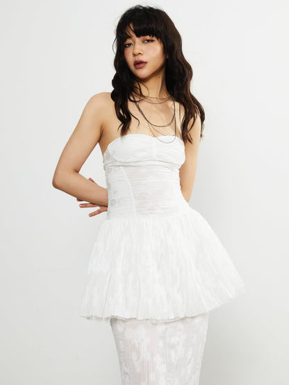 Ruffle Tulle Tube Top 2way Dress