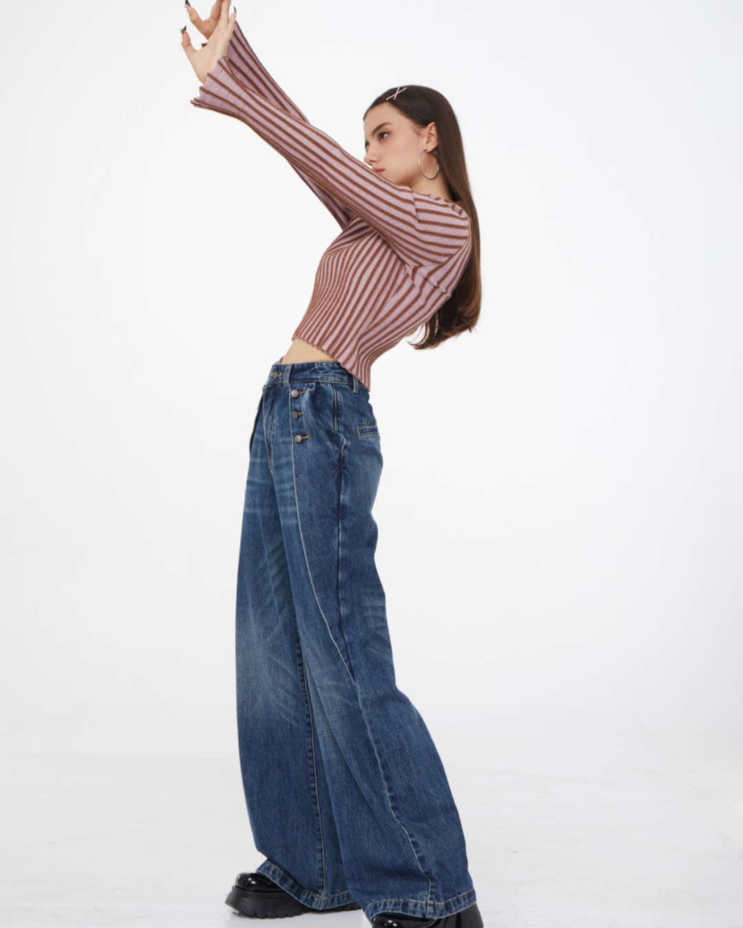 Waisted Straight Trousers Jeans