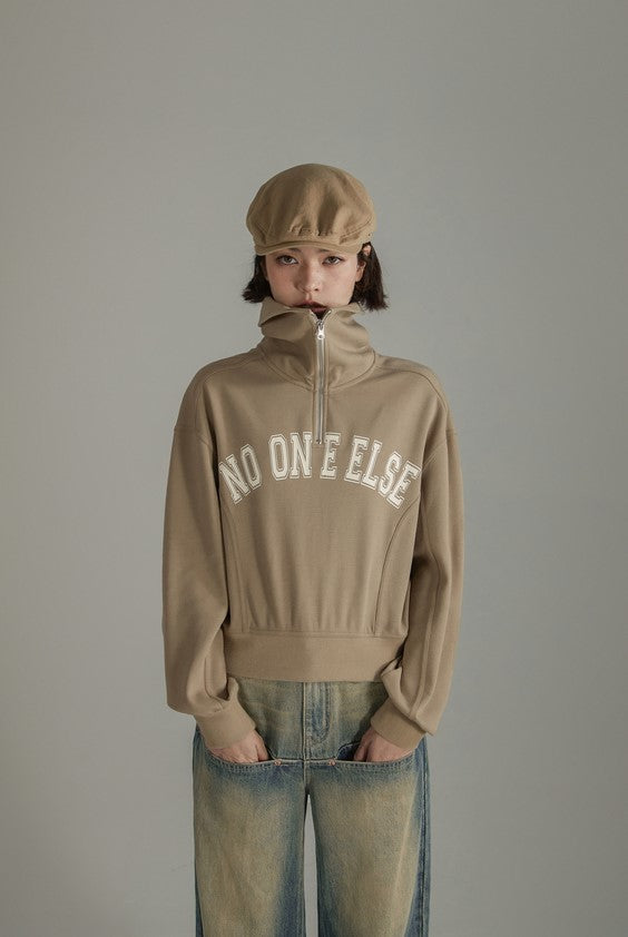 Letter Printed Zipper Loose Long Sleeve Sweat