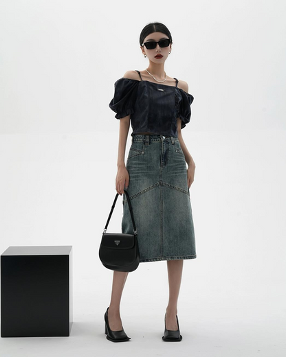 American Street Wash Denim Skirt