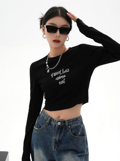 Cropped Logo Long T-Shirt