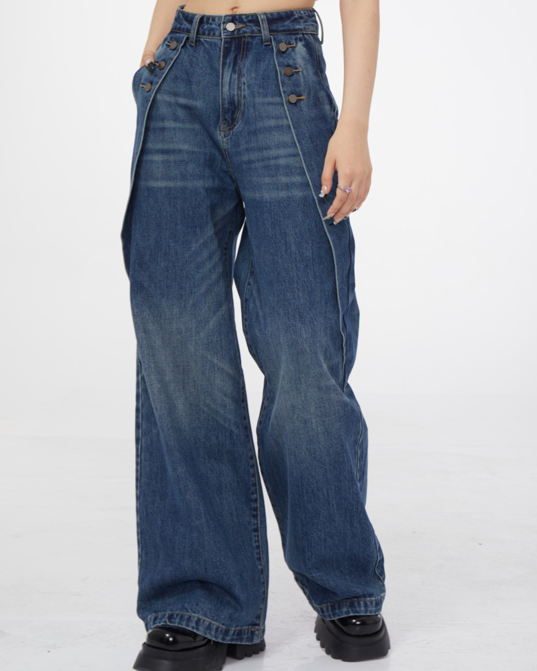 Waisted Straight Trousers Jeans