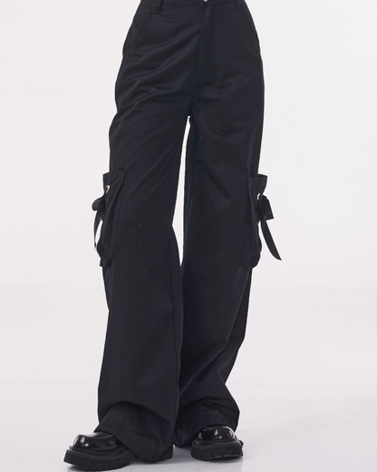 Ribbon Strap Loose Wide Pants