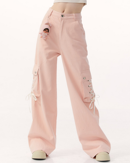 Ribbon Design Cargo Pants