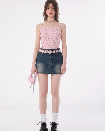 Cherry Short Sleeveless Top