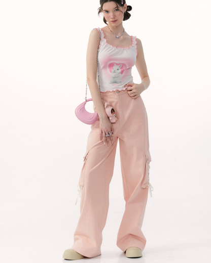 Rabbit Camisole White×Pink