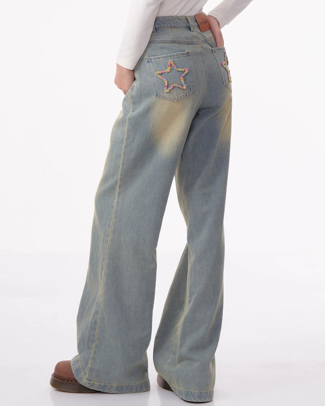 Wash High Waist Wide Denim