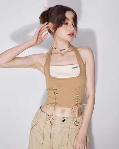 Square Brown Color Halter Neck