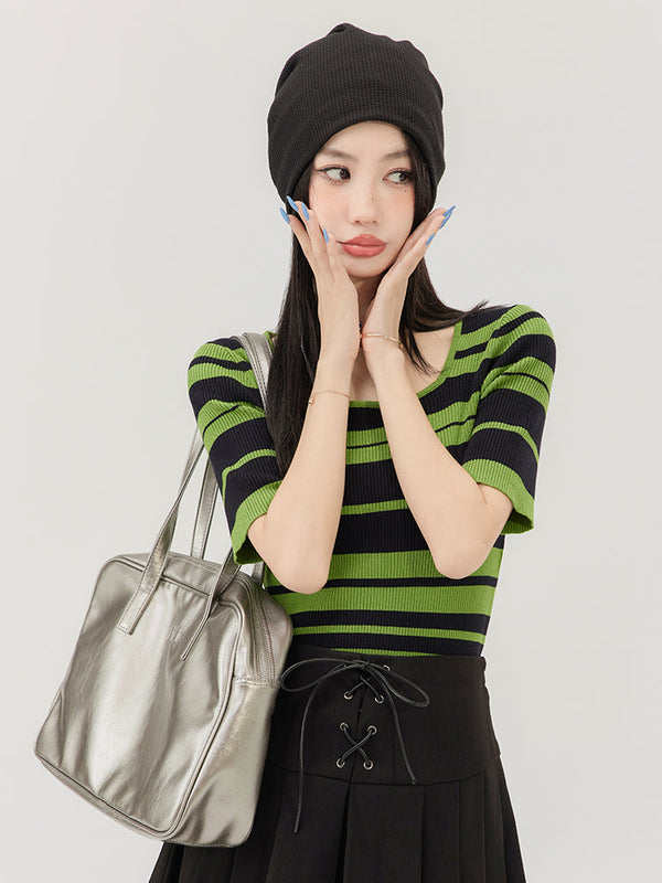 Color Stripe Slim Fit Knit