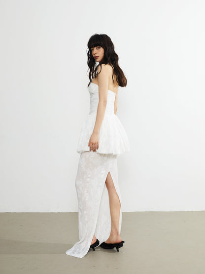 Ruffle Tulle Tube Top 2way Dress