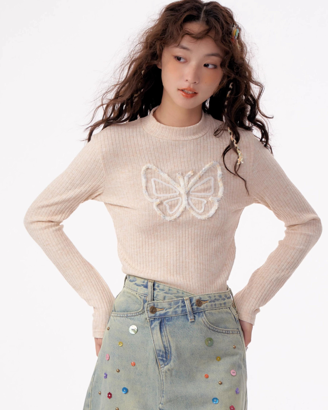 Butterfly Half Turtleneck Slim Knit