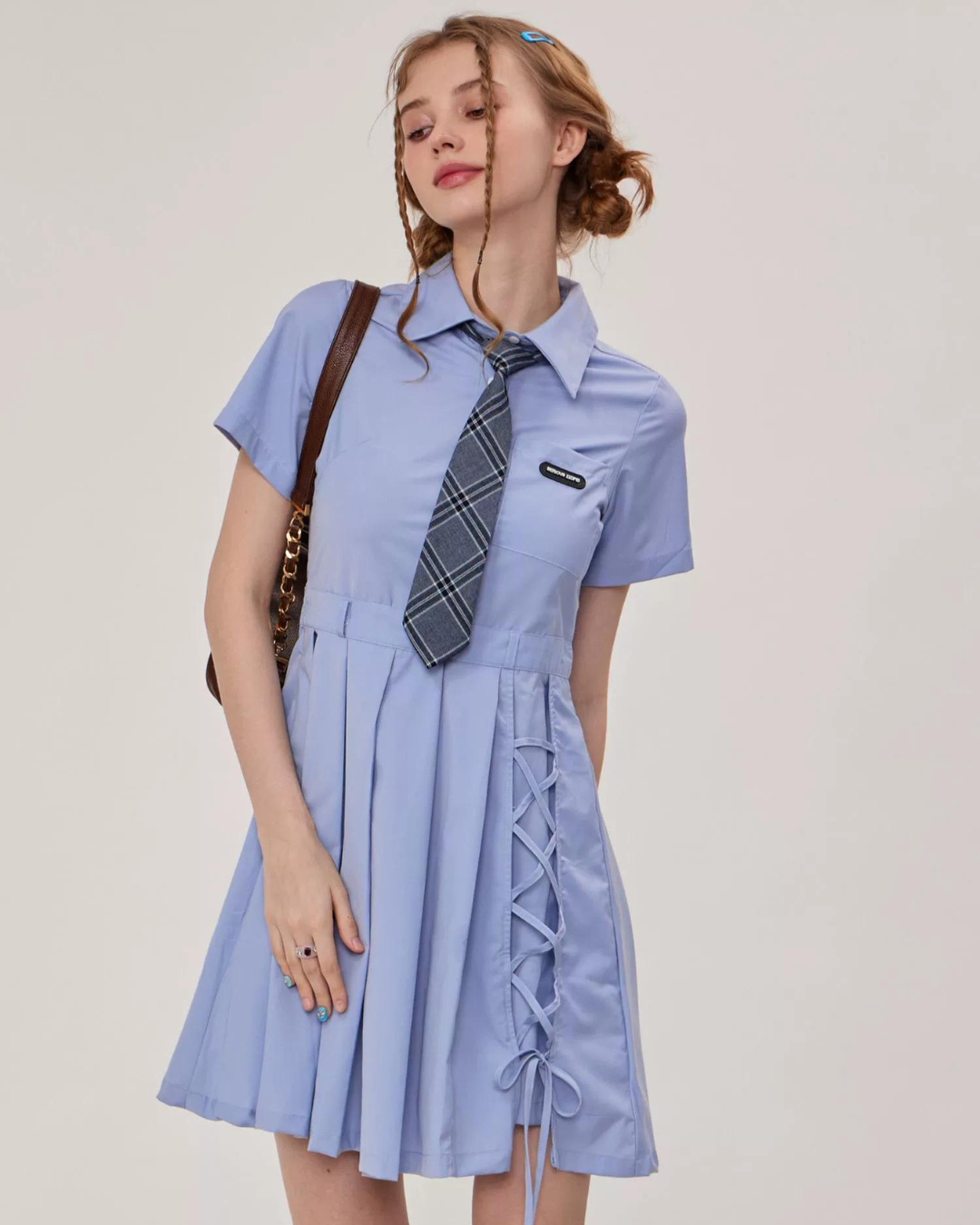 Retro Blue Polo Color Dress