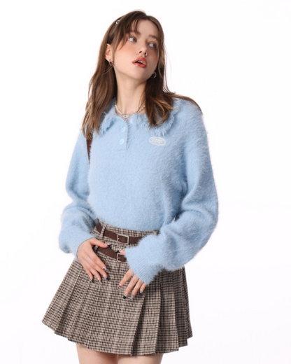 Lazy Tassel Polo Collar Sweater