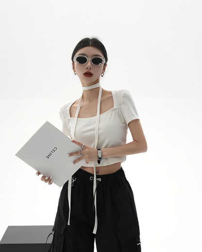 Square Neck Cropped T-Shirt