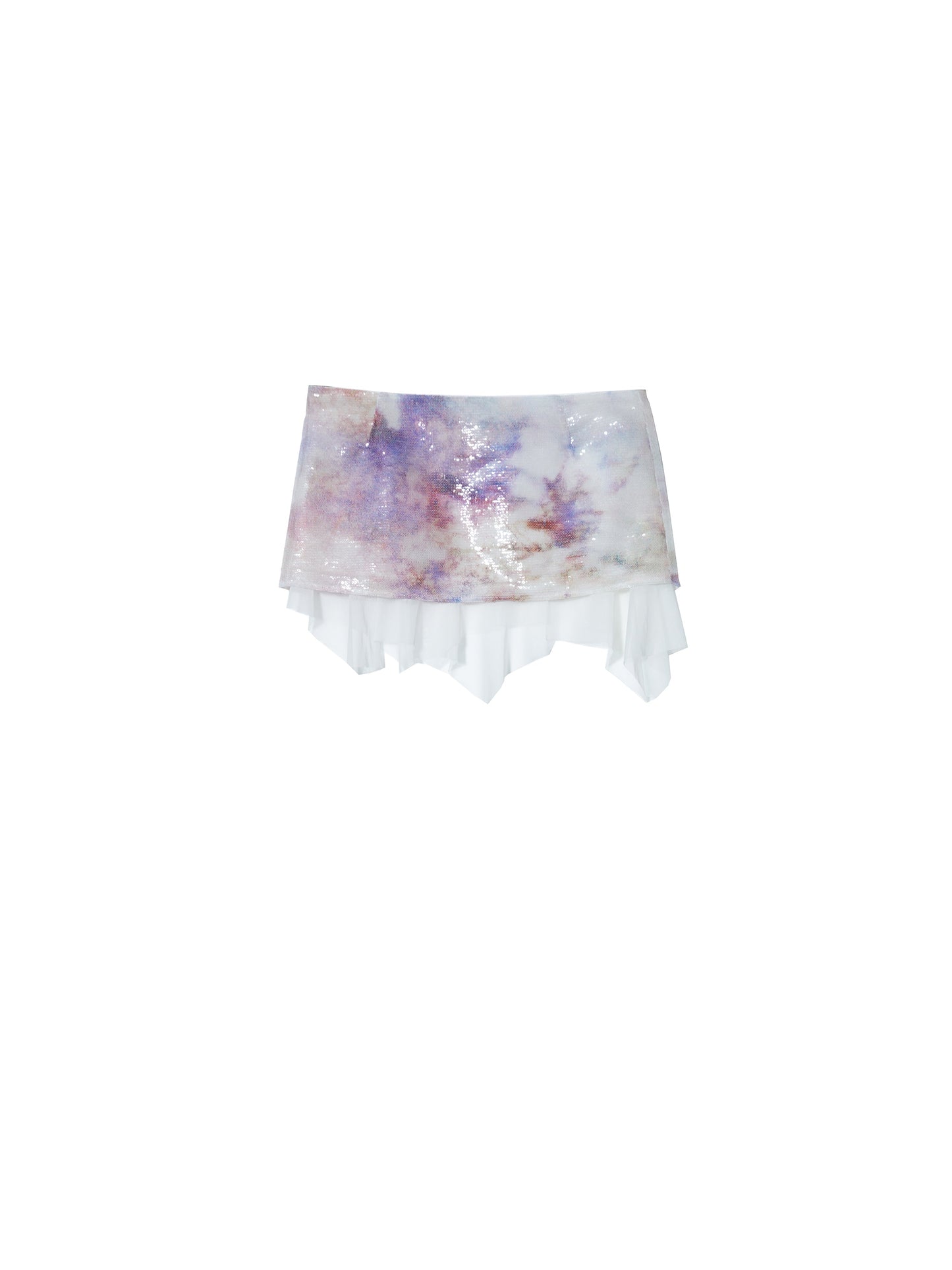 Flower Print Hem Ruffle Tight Short Skirt